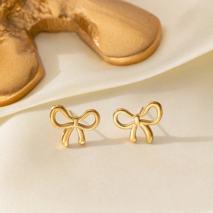 Elegant Sweet Streetwear Bow Knot Titanium Steel Plating Bracelets Earrings Necklace