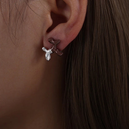 1 Pair IG Style Dog Enamel Plating Titanium Steel 18K Gold Plated Ear Studs