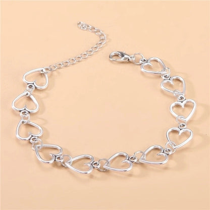 Fashion Heart Shape Alloy Titanium Steel Plating Rhinestones Artificial Pearls Women\'S Bracelets