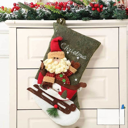 Christmas Decorations Santa Socks Claus Gift Bag Party Layout Snowman Elk Children Gift Socks Pendant