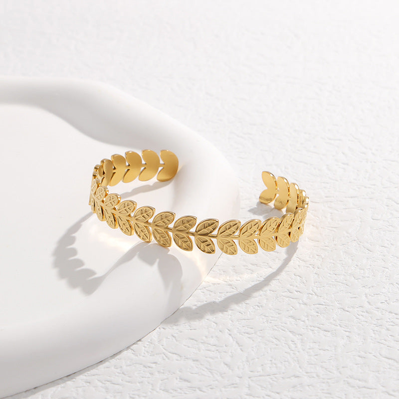 Leaf Stainless Steel Electroplating Bangles