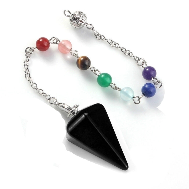 Fashion Hexagonal Pyramid Alloy Natural Stone Cable Chain Pendant Necklace In Bulk