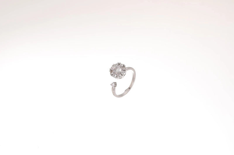 Casual Elegant Flower Copper Zircon Open Rings