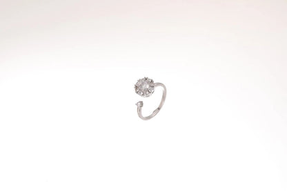 Casual Elegant Flower Copper Zircon Open Rings