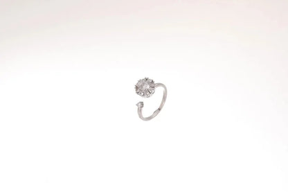 Casual Elegant Flower Copper Zircon Open Rings