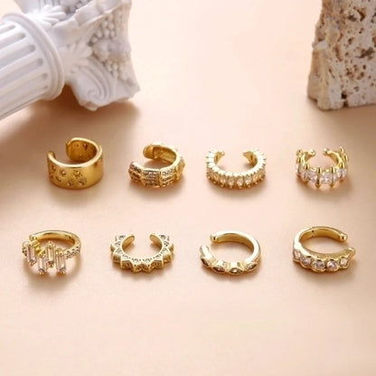 1 Piece Ear Cartilage Rings & Studs Cool Style Shiny Geometric Copper Plating Inlay Zircon