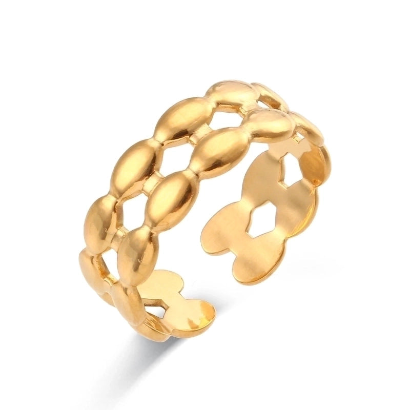 Fashion Geometric 304 Stainless Steel 18K Gold Plated Plating Open Ring