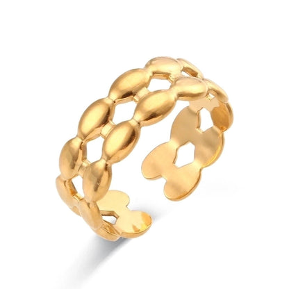 Fashion Geometric 304 Stainless Steel 18K Gold Plated Plating Open Ring