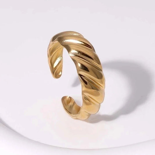 304 Stainless Steel 18K Gold Plated Modern Style Minimalist Plating Simple Lines Open Rings