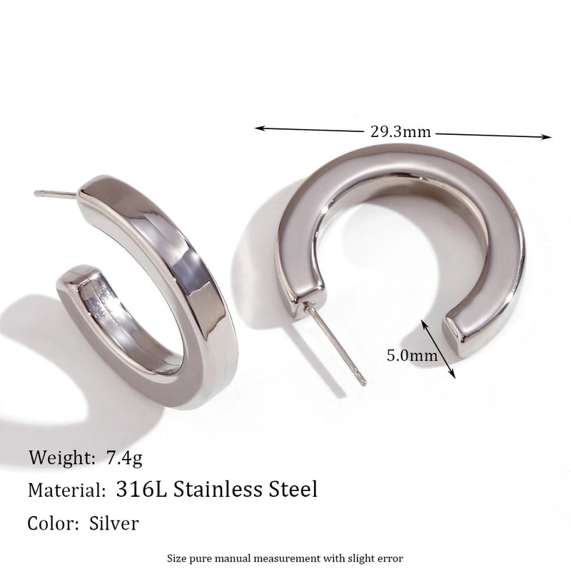 1 Pair Vintage Style Minimalist Classic Style C Shape Plating Inlay 304 Stainless Steel Zircon 18K Gold Plated Ear Studs