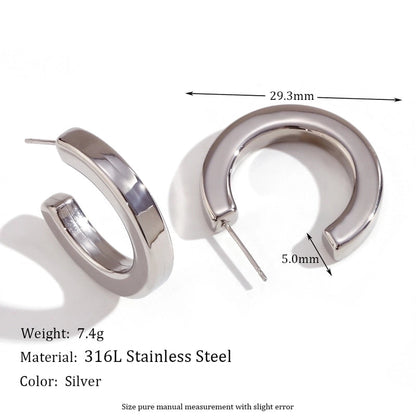 1 Pair Vintage Style Minimalist Classic Style C Shape Plating Inlay 304 Stainless Steel Zircon 18K Gold Plated Ear Studs
