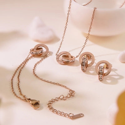 Classic Style Roman Style Commute Round Roman Numeral 304 Stainless Steel Zircon 18K Gold Plated Inlay Bracelets Earrings Necklace