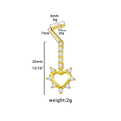 1 Piece Nose Rings & Studs Modern Style Minimalist Star Heart Shape Wings 316L Stainless Steel Copper Plating Inlay Rhinestones Zircon Gold Plated Nose Rings & Studs