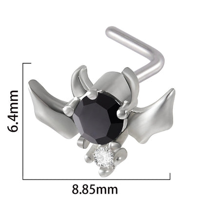 2 Pieces Nose Rings & Studs Streetwear Moon Heart Shape Butterfly 304 Stainless Steel Copper Zircon Inlay Zircon