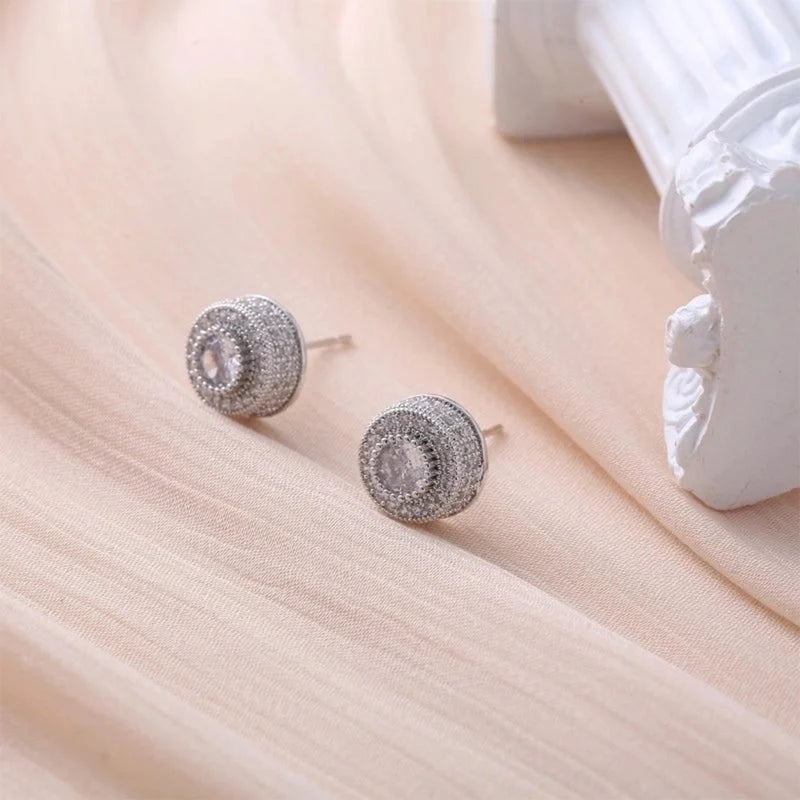 1 Pair Hip-hop Minimalist Shiny Round Square Plating Inlay Copper Zircon Gold Plated Ear Studs