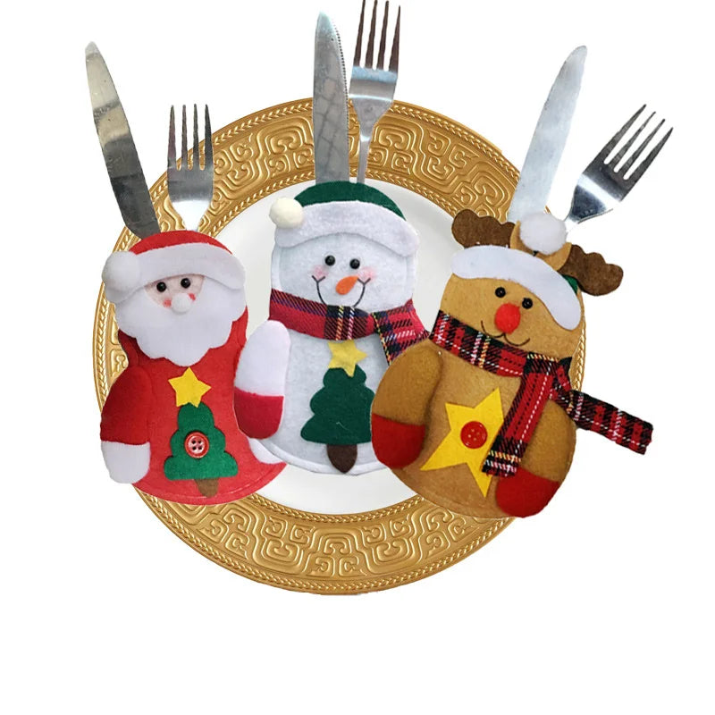 Christmas Decoration Little Snowman Cutlery Bag Home Dining Table Cutlery Set Christmas Snowman Cutlery Set