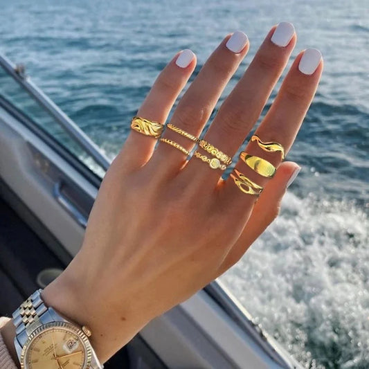 Minimalist Classic Style Solid Color 304 Stainless Steel Plating Rings