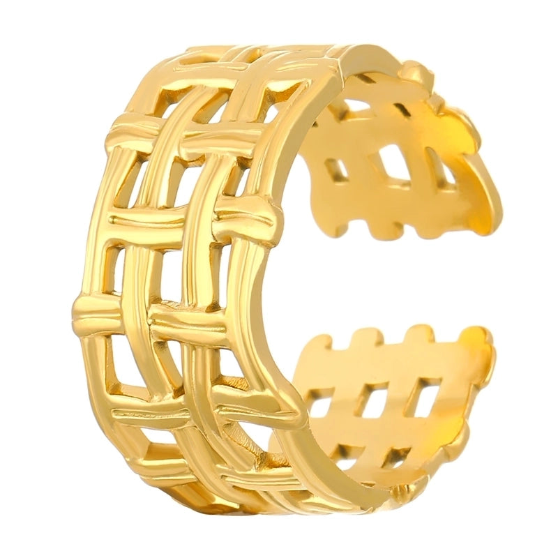 Minimalist Classic Style Geometric 304 Stainless Steel 18K Gold Plated Open Rings