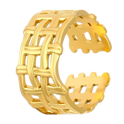 Minimalist Classic Style Geometric 304 Stainless Steel 18K Gold Plated Open Rings