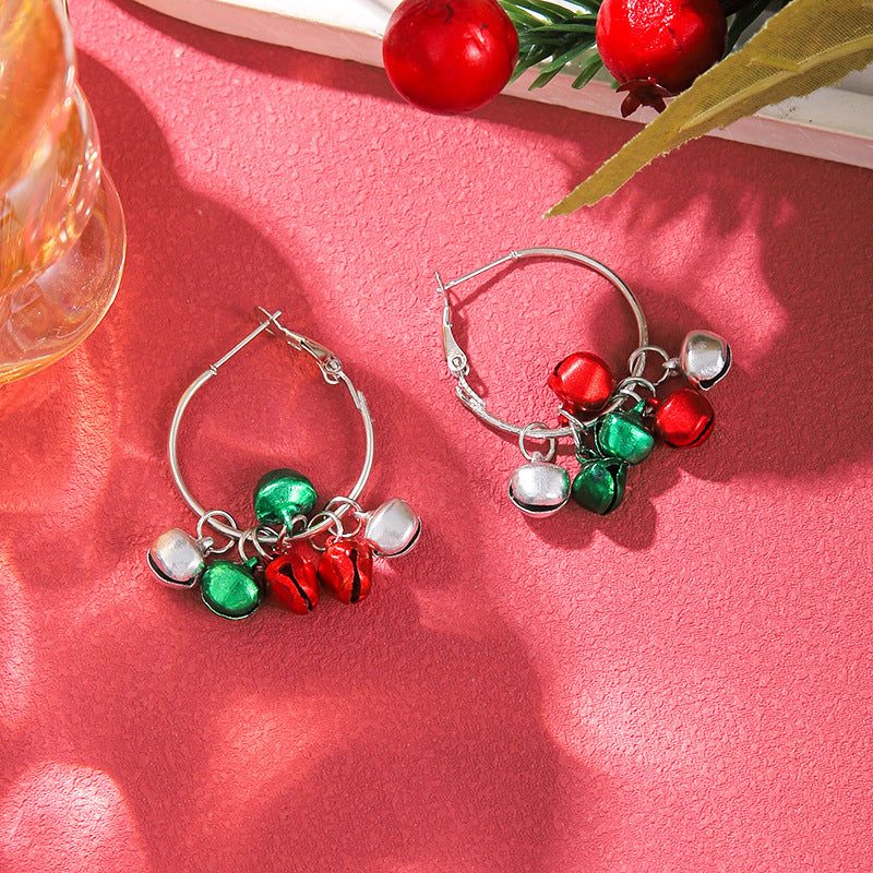 Christmas Earrings Red Bell Studs Candy Color Snowflake Studs Alloy Christmas Ear Accessories