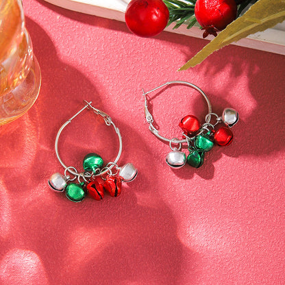 Christmas Earrings Red Bell Studs Candy Color Snowflake Studs Alloy Christmas Ear Accessories