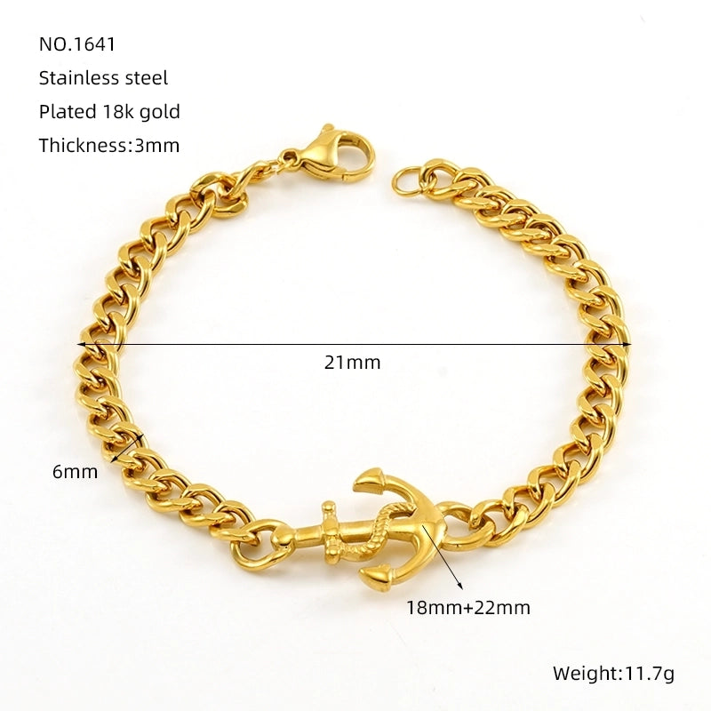 Luxurious Geometric Hand Infinity 304 Stainless Steel 18K Gold Plated Cuban Link Chain Bracelets In Bulk