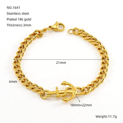 Luxurious Geometric Hand Infinity 304 Stainless Steel 18K Gold Plated Cuban Link Chain Bracelets In Bulk