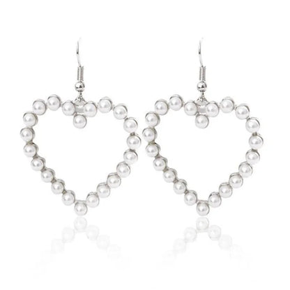 1 Pair Minimalist Heart Shape Alloy Inlay Pearl Women's Earrings