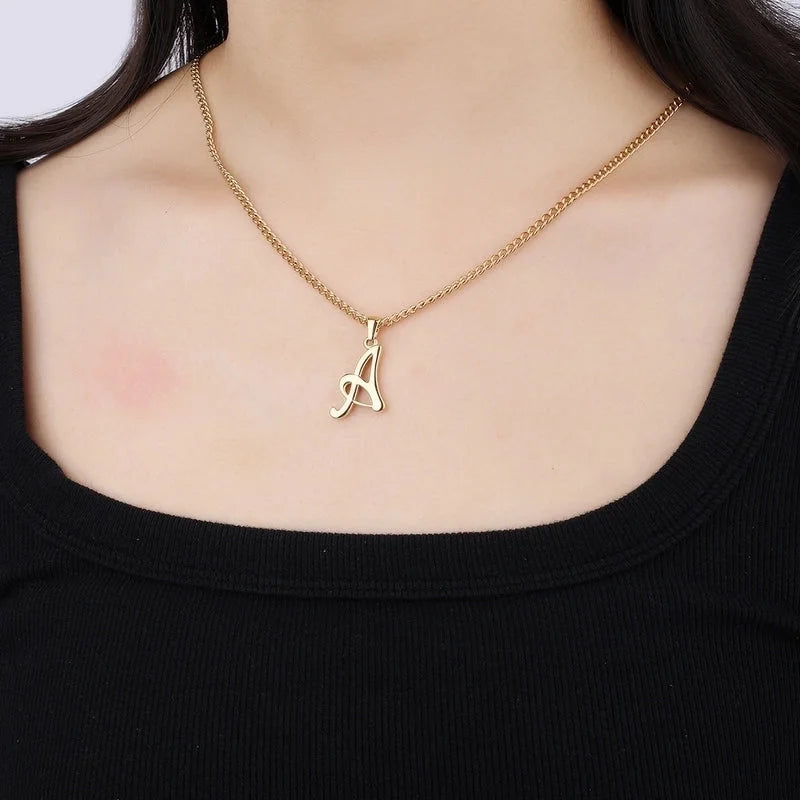 Casual Minimalist Letter 304 Stainless Steel 18K Gold Plated Pendant Necklace