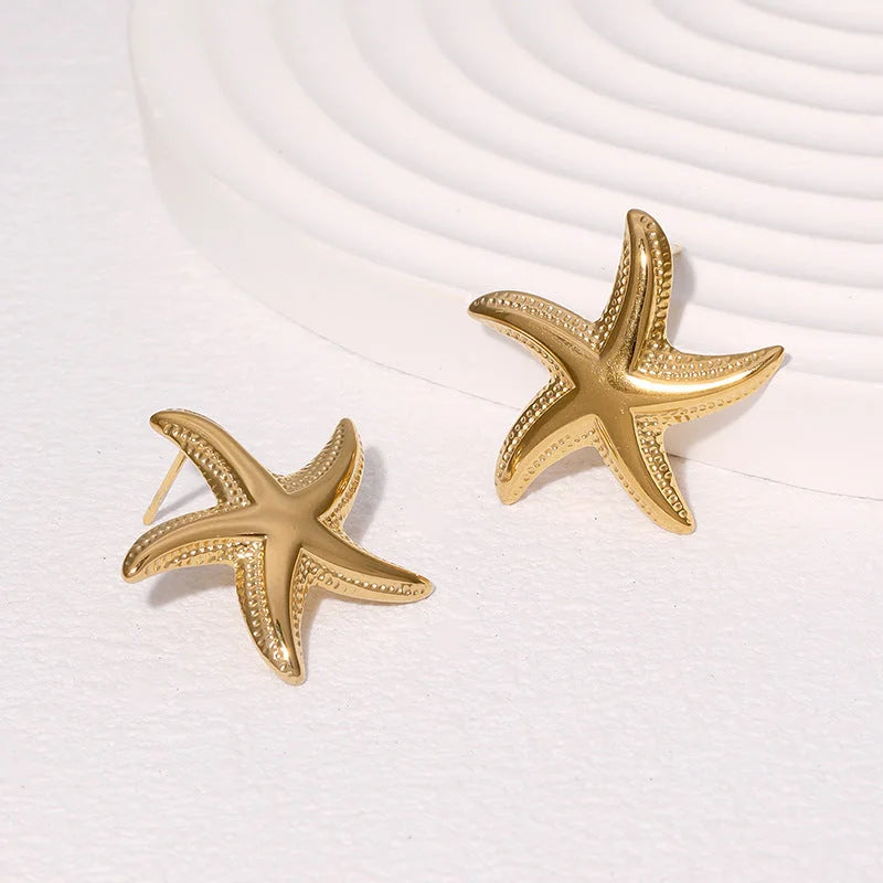 Starfish Animal Chinese Zodiac Stainless Steel Electroplating Stud Earrings