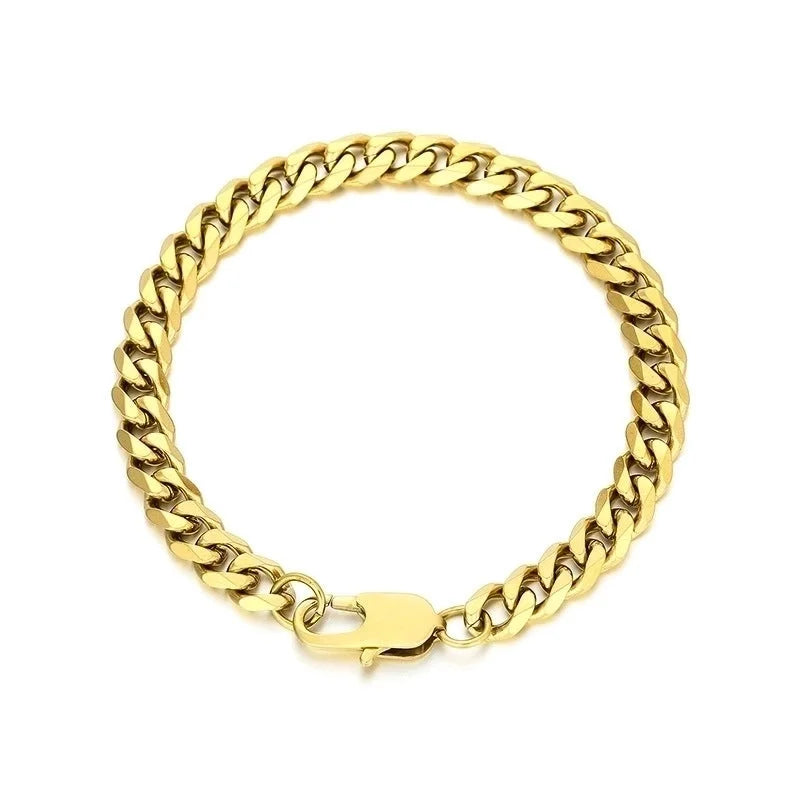 Hip-Hop Geometric Titanium Steel 18K Gold Plated Plating Bracelets Necklace