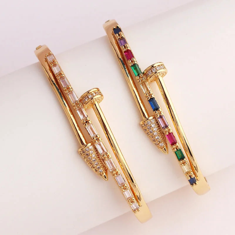 3 Pieces Moderate Luxury Zircon Electroplating Bangles
