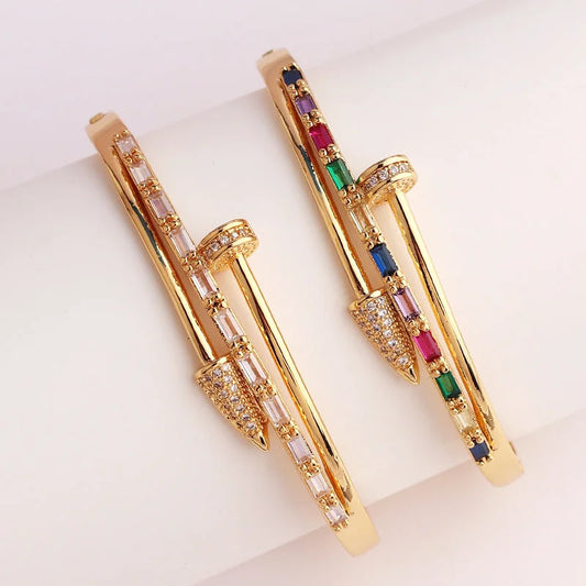 3 Pieces Moderate Luxury Zircon Electroplating Bangles
