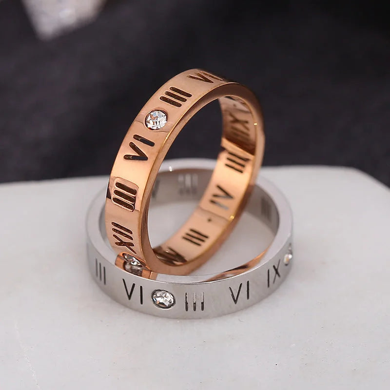 Women Geometric Titanium Steel 18K Gold Plated Rings