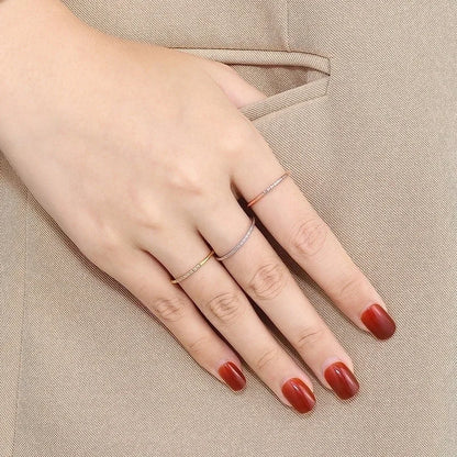 Minimalist Solid Color Titanium Steel Rhinestones 18K Gold Plated Inlay Rings