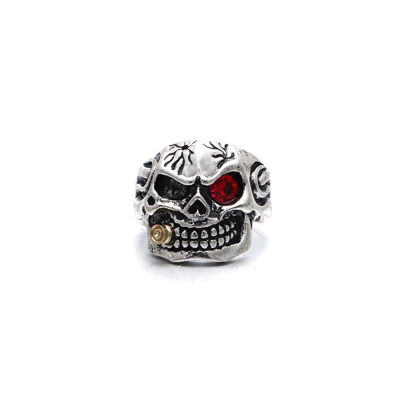 Gothic Ethnic Style Cool Style Skull Alloy Plating Inlay Rhinestones Halloween Men's Rings