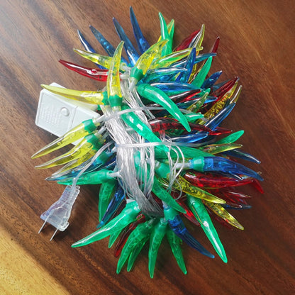 LED Red Pepper Colored Lights String Lights Flashing Lights New Year Christmas Holiday Decorative Atmosphere Lights New Year Home Layout Lighting