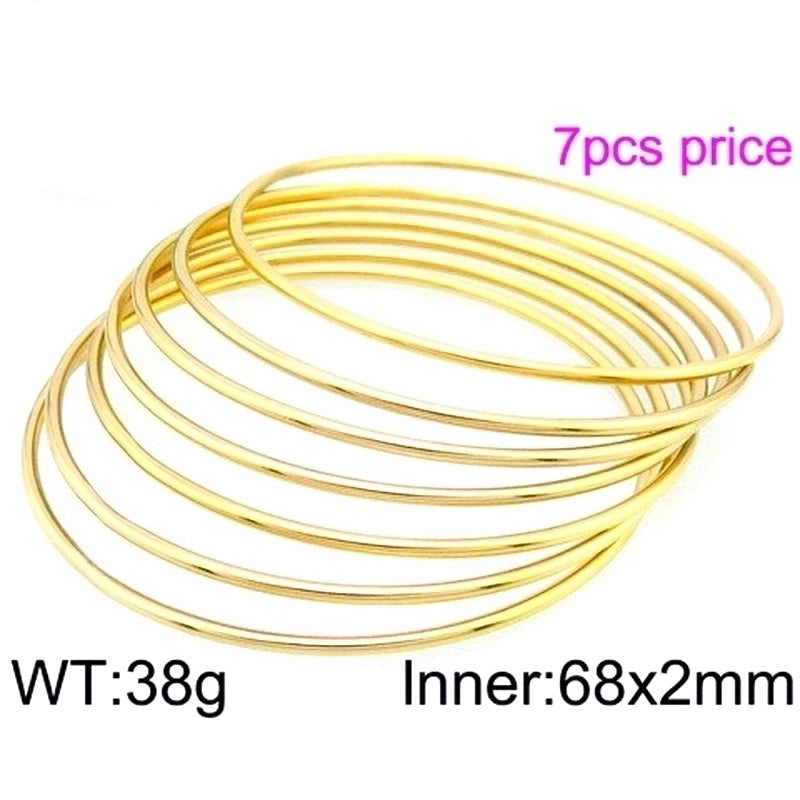 304 Stainless Steel 18K Gold Plated Minimalist Round Solid Color Bangle