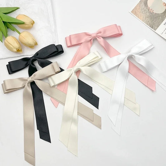 Korean Style Double-layer Bow Ribbon Hairclip Women's Ballet Girl Side Clip Back Head Top Simple Hair Accessories