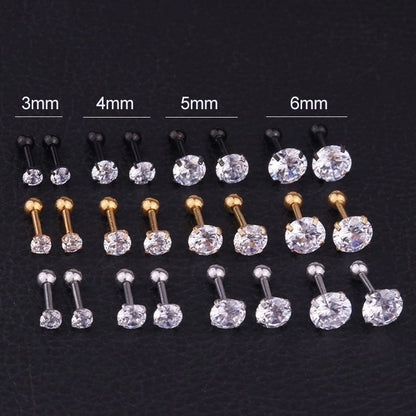 Ear Cartilage Rings & Studs Fashion Geometric 316L Stainless Steel Inlaid Zircon