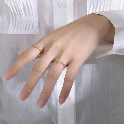 Fashion V Shape 304 Stainless Steel Zircon Inlay Stainless Steel Rings