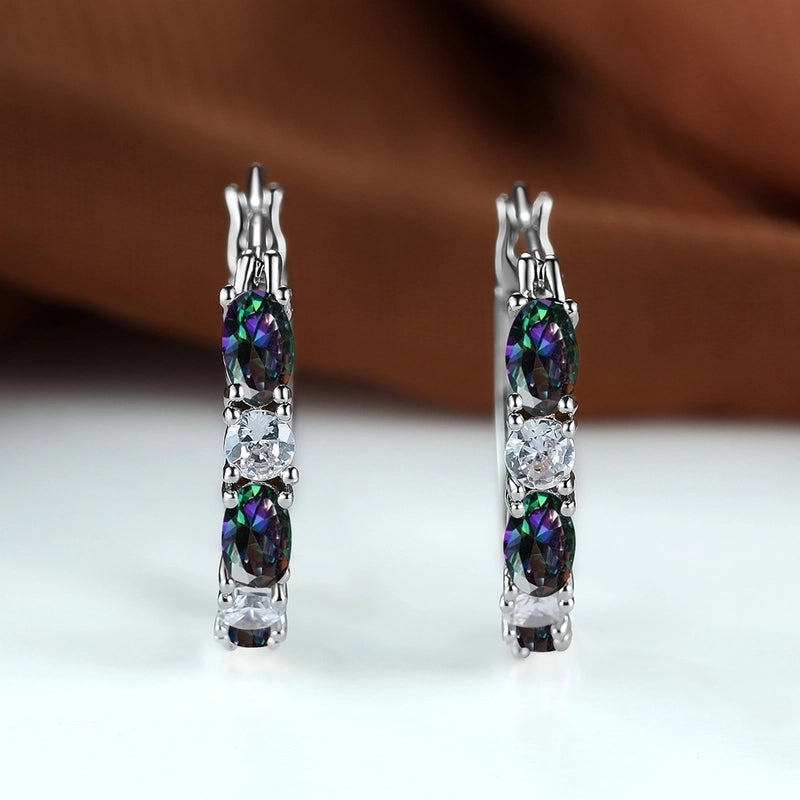 1 Pair Fashion Geometric Copper Inlay Zircon Earrings