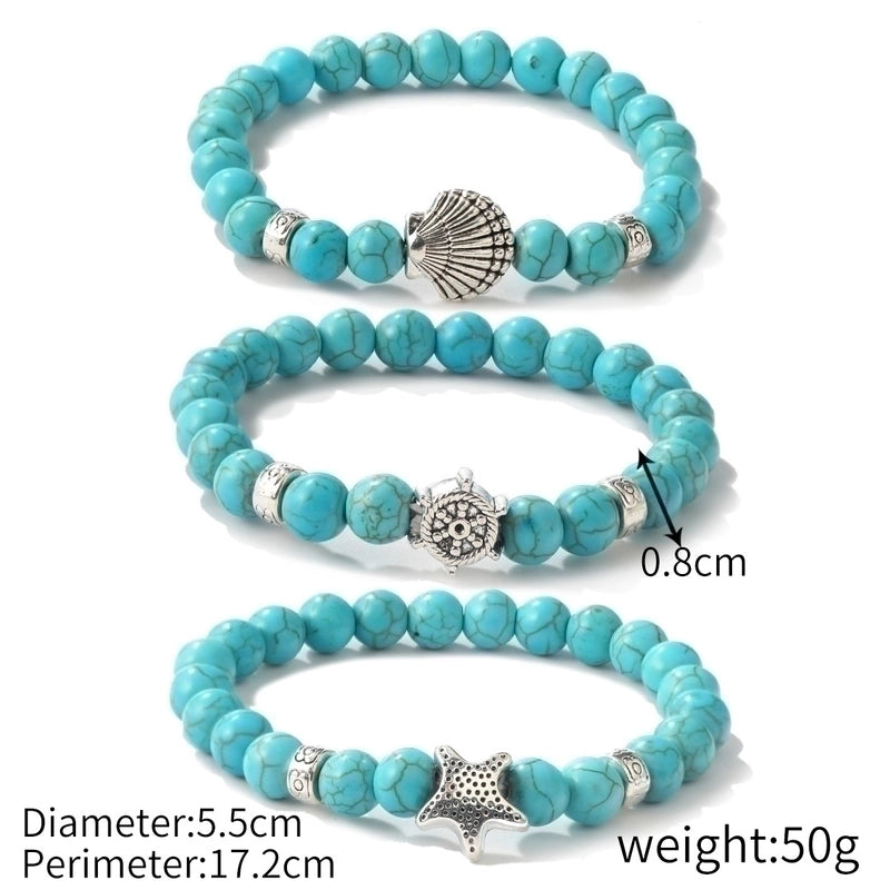 Fashion Starfish Butterfly Turquoise Beaded Women\'s Bracelets 1 Piece