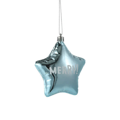 Blue Plastic Hanging Ornaments Sticky Powder Christmas Tree Window Display Decorations Five-pointed Star Snowflake Cartoon Decoration Scene Arrangement