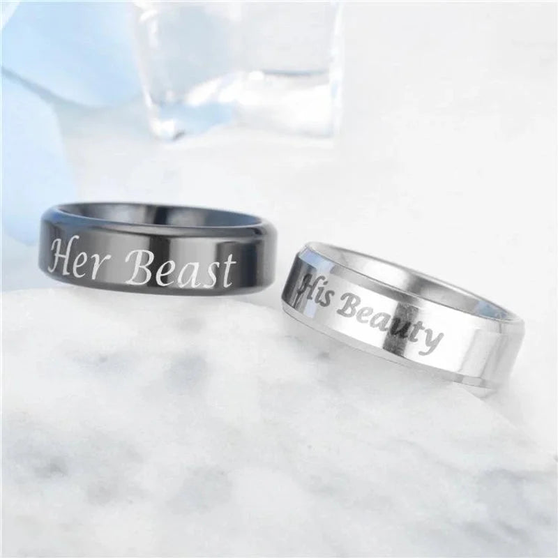 Couple Crown Hot New Bevel Stainless Steel Rings Tp190418118109