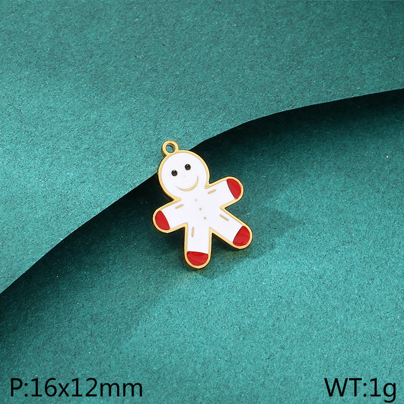 Christmas Elements Series Diy Accessories Stainless Steel Elk Santa Claus Snowflake Gloves Pendant