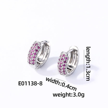 1 Pair Casual Modern Style Round Inlay Copper Zircon K Gold Plated Rhodium Plated Earrings