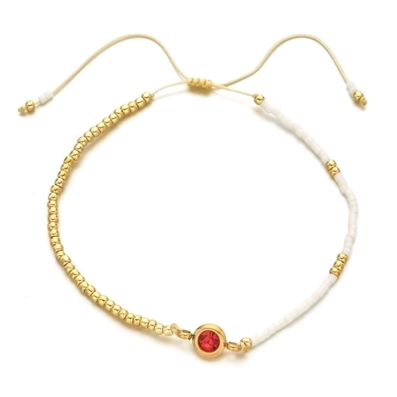 Casual Minimalist Round Stainless Steel Seed Bead Rope Beaded Inlay Zircon Bracelets