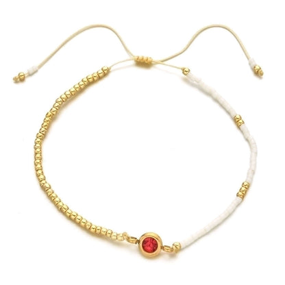 Casual Minimalist Round Stainless Steel Seed Bead Rope Beaded Inlay Zircon Bracelets