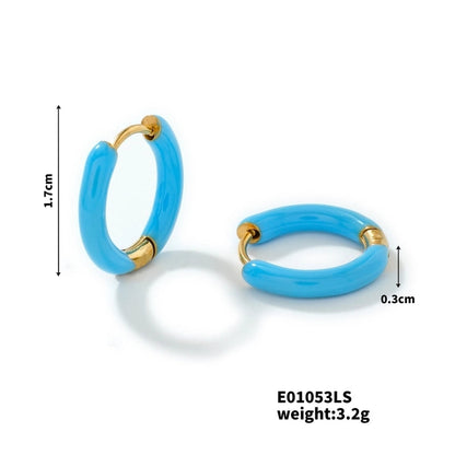 1 Piece Minimalist Artistic Commute Geometric Enamel 304 Stainless Steel Resin K Gold Plated Earrings